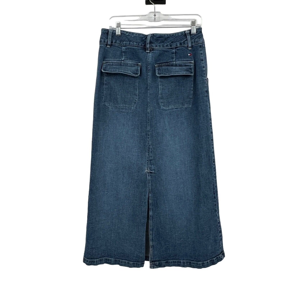 Vintage Y2K Tommy Hilfiger Women's Blue Denim Maxi Jean Skirt Women 10 - Picture 3 of 6